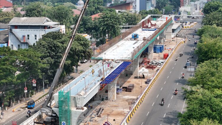 Progres pembangunan LRT di Jakarta. Dokumentasi Kemenhub.