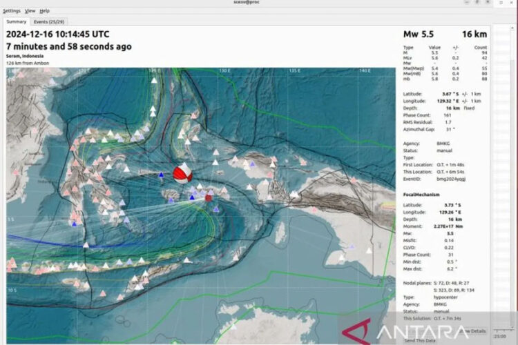 | Foto: ANTARA/HO-Pusat Gempa Bumi dan Tsunami BMKG